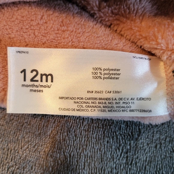 🩷 3/$15 Infant (12M) Carter's Light Brown Pullover Fleece Hoodie - Picture 4 of 5